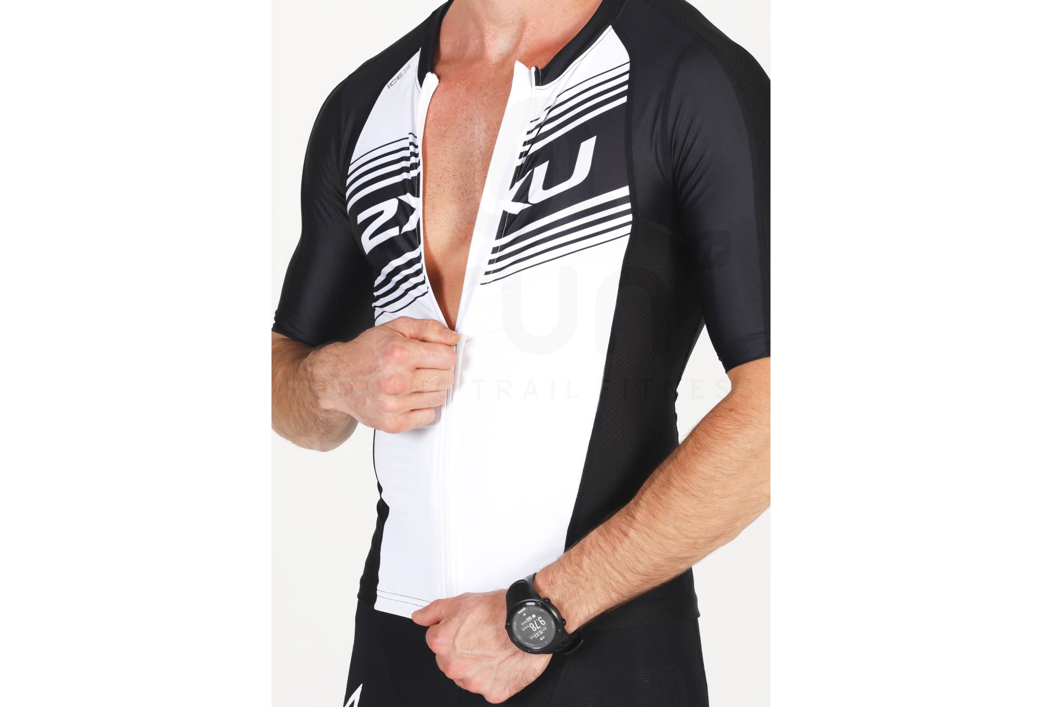 Lange 2XU Herren Elite MCS Kompressions-Hose In Schwarz Mit Schwarzen Streifen MA3062b