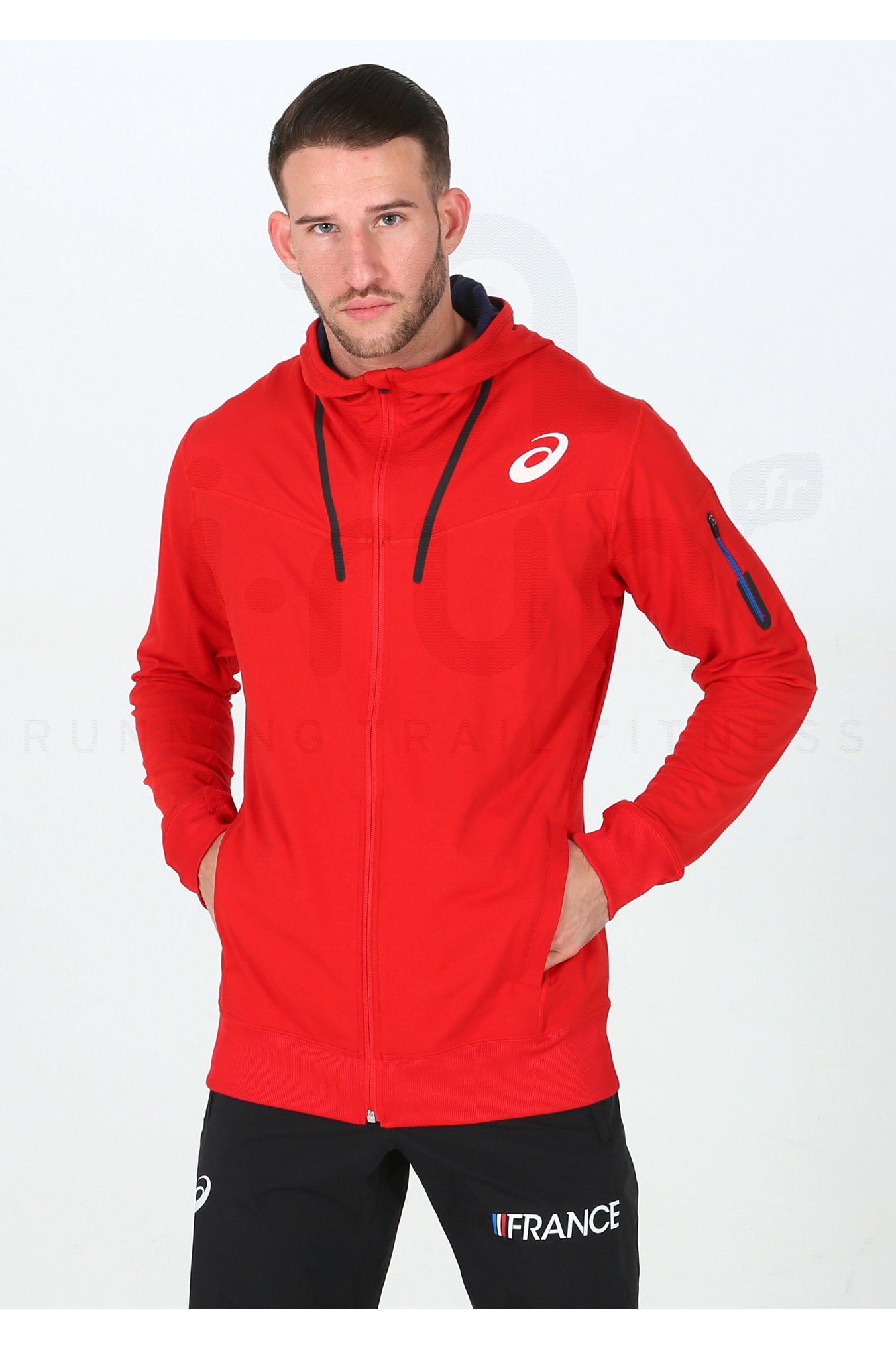 asics-full-zip-france-m-homme-rouge-pas-cher