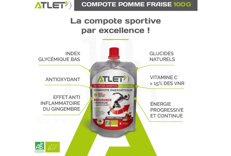 Atlet Compote nergtique Bio - Pomme et fraise