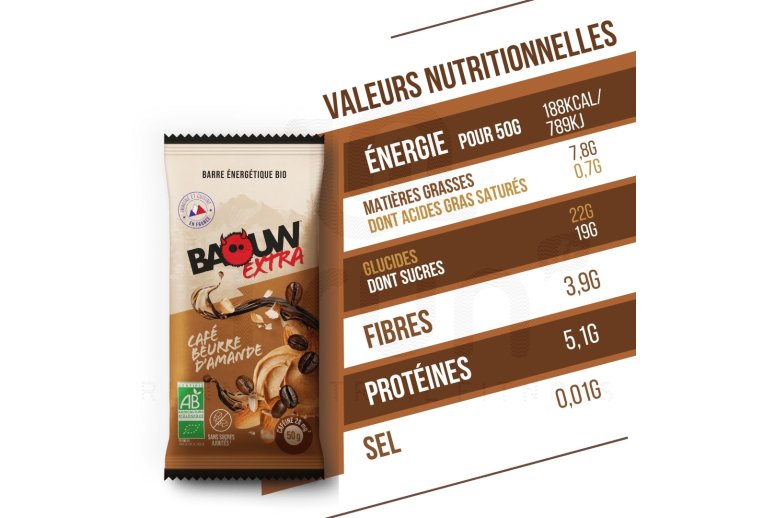 Baouw Barrita energ�tica bio Extra - Caf� - Mantequilla de almendra