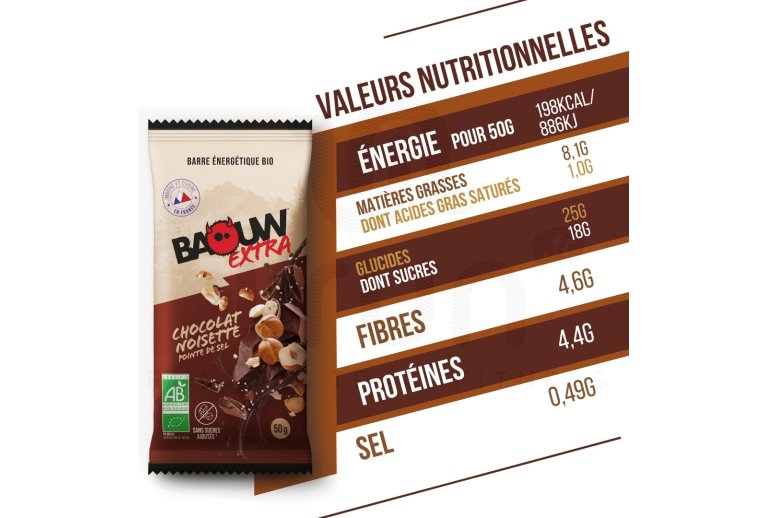 Baouw Barra energ�tica bio Extra - Chocolate - Avel�