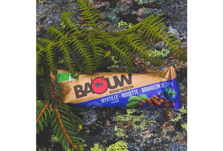 Baouw Barre nutritionnelle bio - Myrtille sauvage - Noisette - Bourgeon de sapin