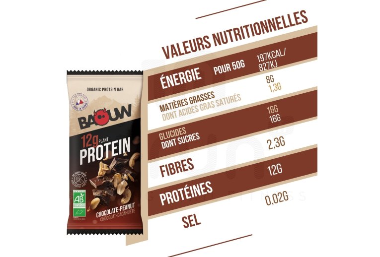 Baouw Organic protein bar chocolate peanuts