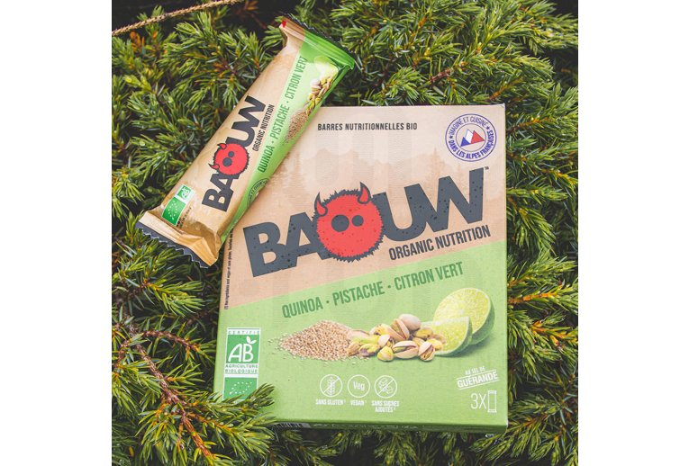 Baouw tui 3 barres nutritionnelles bio - Quinoa  - Pistache - Citron vert