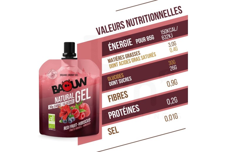 Baouw gel energ�tico natural bio - frutos rojos y flor de jamaica