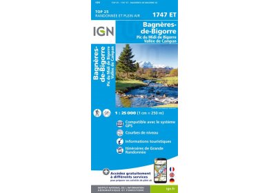 Carte IGN Bagnres-de-Bigorre 1747ET 