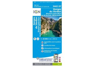 Carte IGN Gorges du Verdon 3442OT