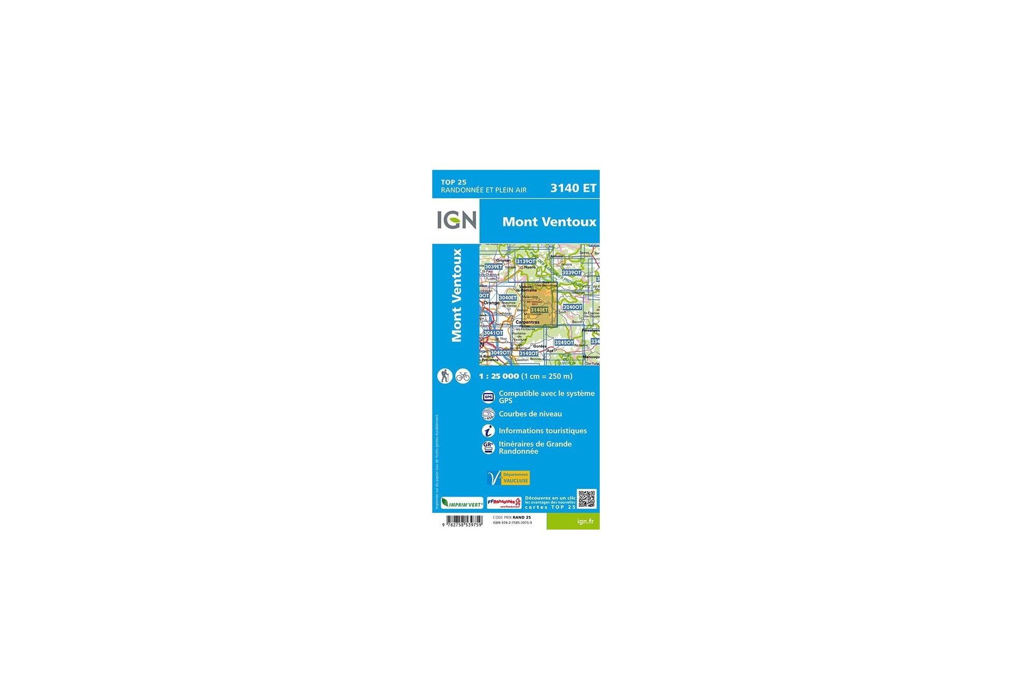 Carte IGN Mont Ventoux 3140ET Cartes