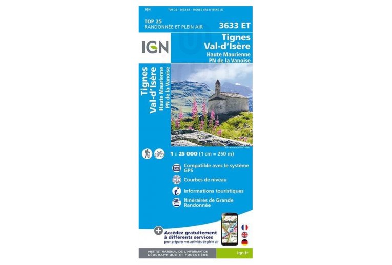 Carte IGN Tignes Val-d'Isre 3633ET