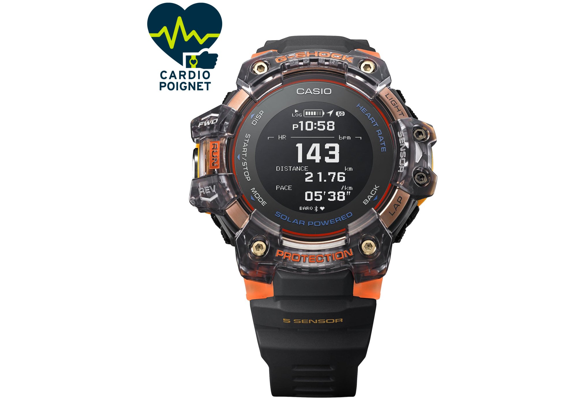 Casio G-SQUAD HR GBD-H1000-1A4ER Cardio-Gps