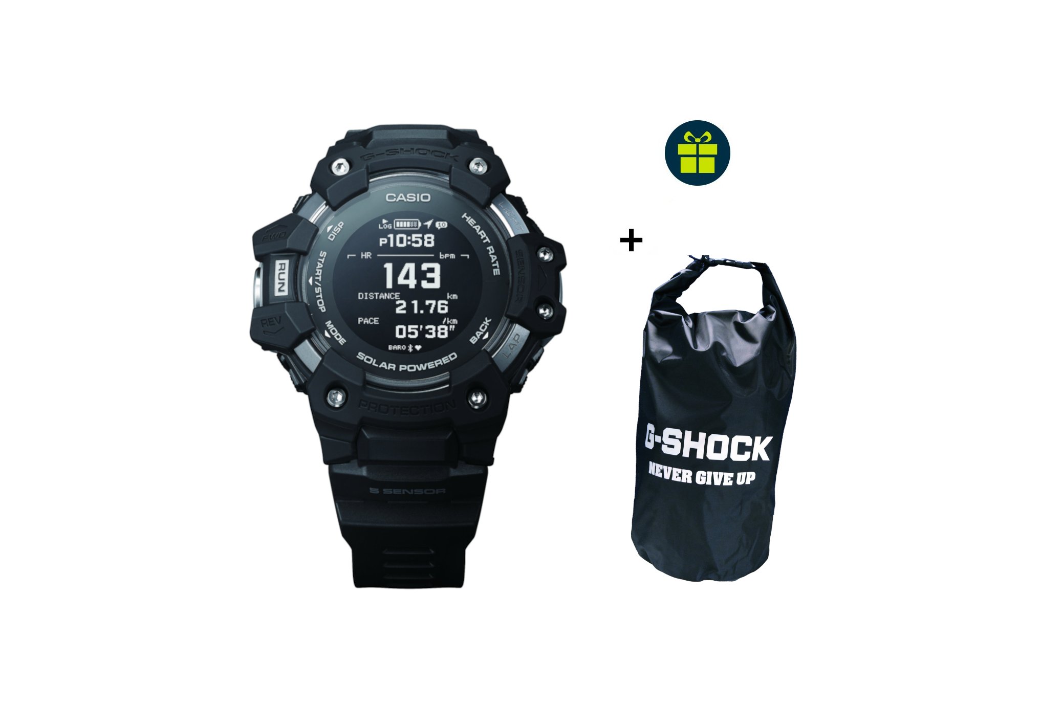 Casio G-SQUAD HR GBD-H1000-1ER et sac étanche G-Shock offert Cardio-Gps