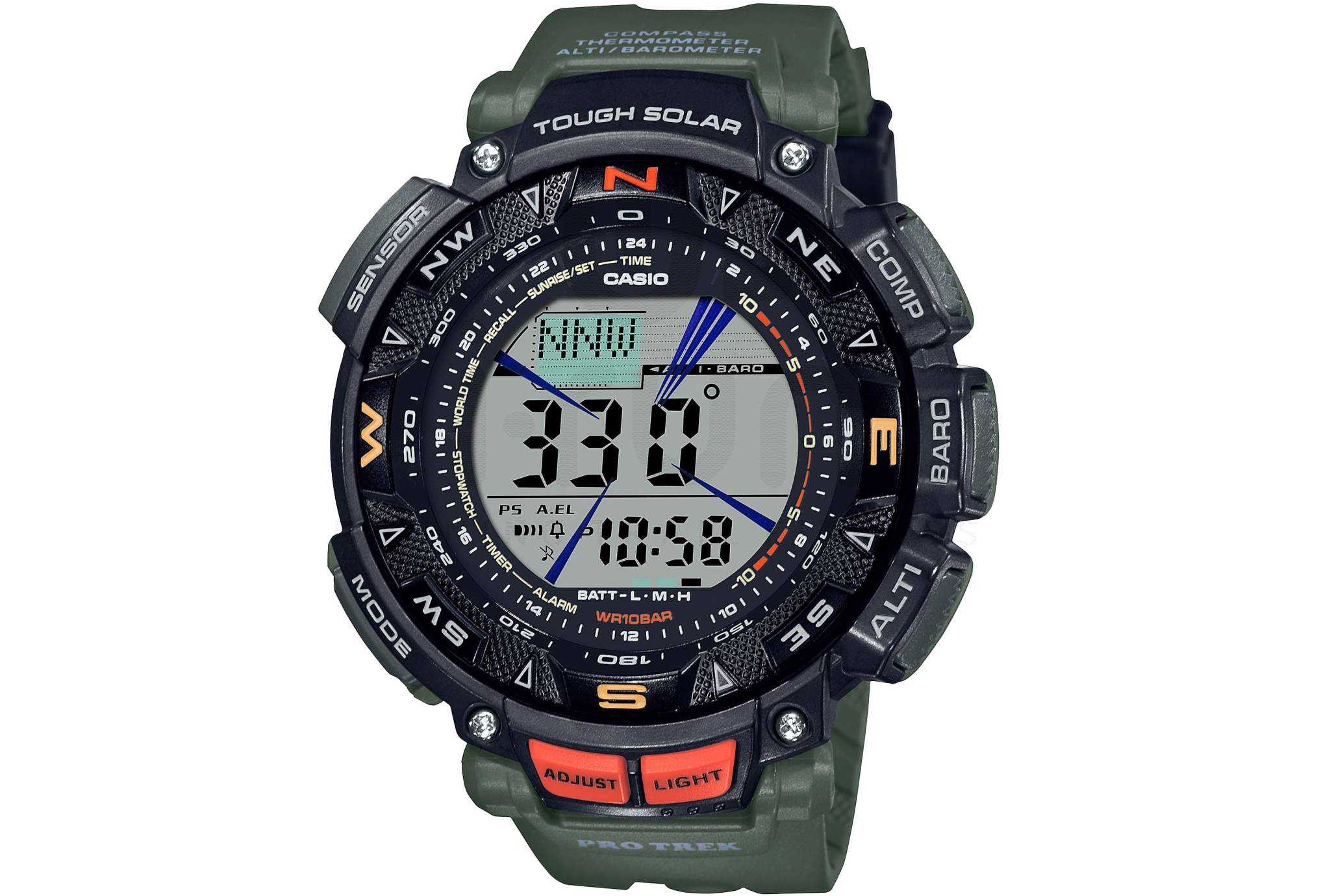 Bracelet Caoutchouc Noir Pour Casio Pro-trek PRG-40/PRG-240/PAG-40 - Remplacement Pour Montres De Sport
