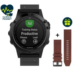 Garmin Pack Fenix 5 Sapphire GPS Multisport + Bracelet cuir QuickFit