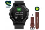 Garmin Reloj GPS Fenix 5 Sapphire Multisports + correa de cuero QuickFit
