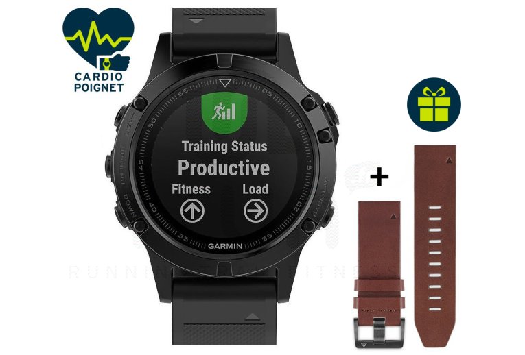 Garmin Reloj GPS Fenix 5 Sapphire Multisports + correa de cuero QuickFit