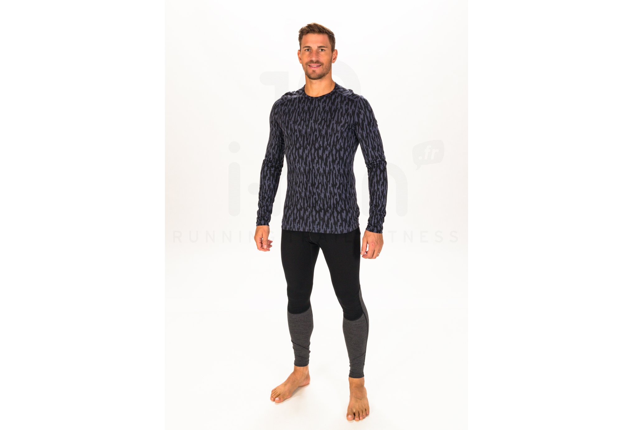 Haut Thermique Icebreaker Oasis 200 – Homme, Manches Longues, 1/2 Zip, Laine Mérinos, Noir, XL