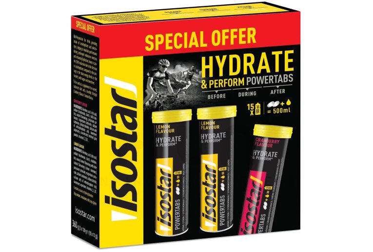 Isostar 2 Powertabs Fast Hydration - Citron + 1 Powertabs Antioxydant - Cranberry offert