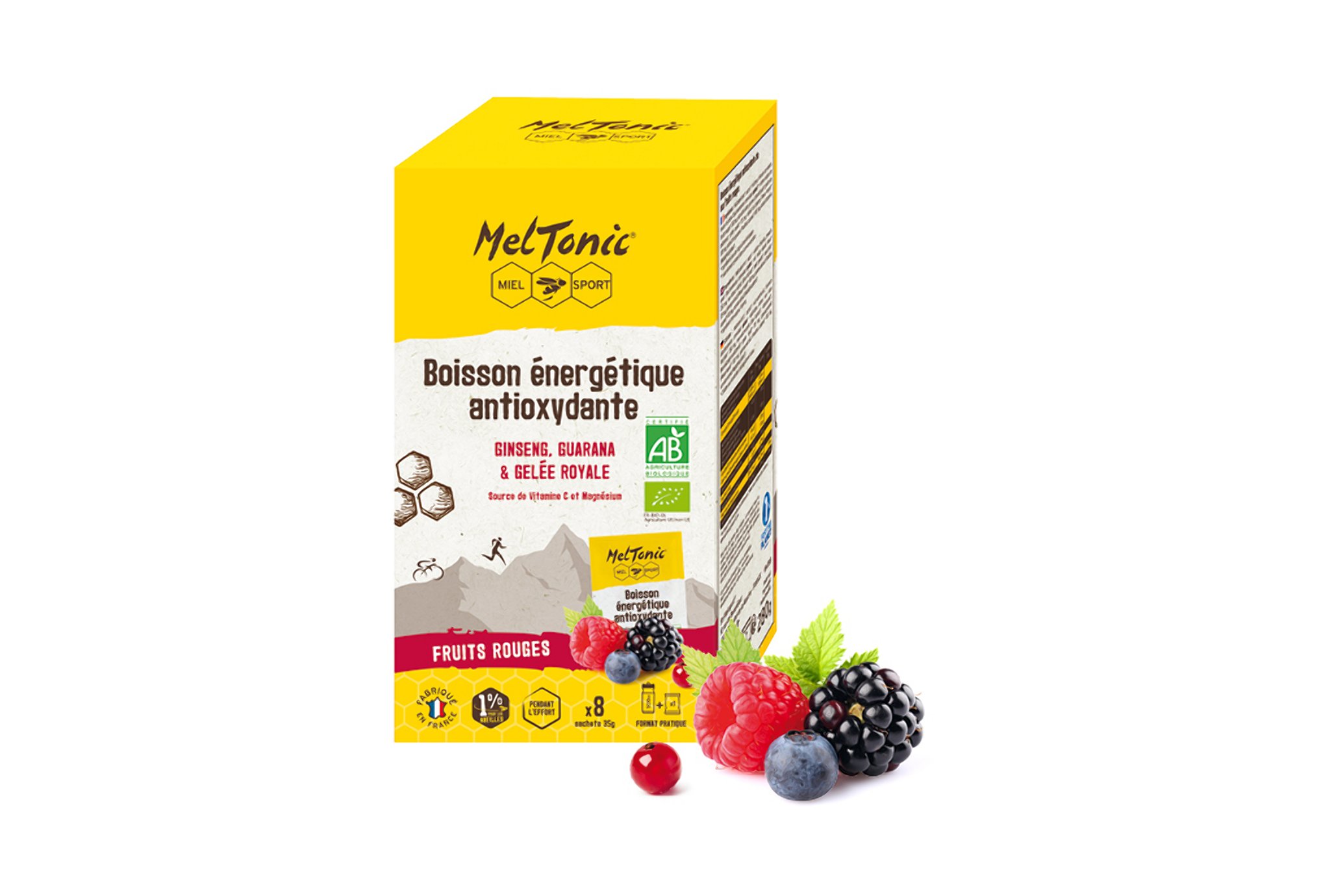 MelTonic Étui 8 sachets Boisson Énergétique Antioxydante Bio - Fruits rouges Diététique Boissons