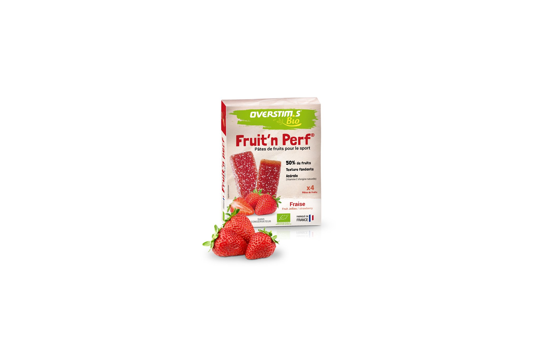 OVERSTIMS Étuis 4 barres Fruit'n Perf Bio - Fraise Diététique Barres